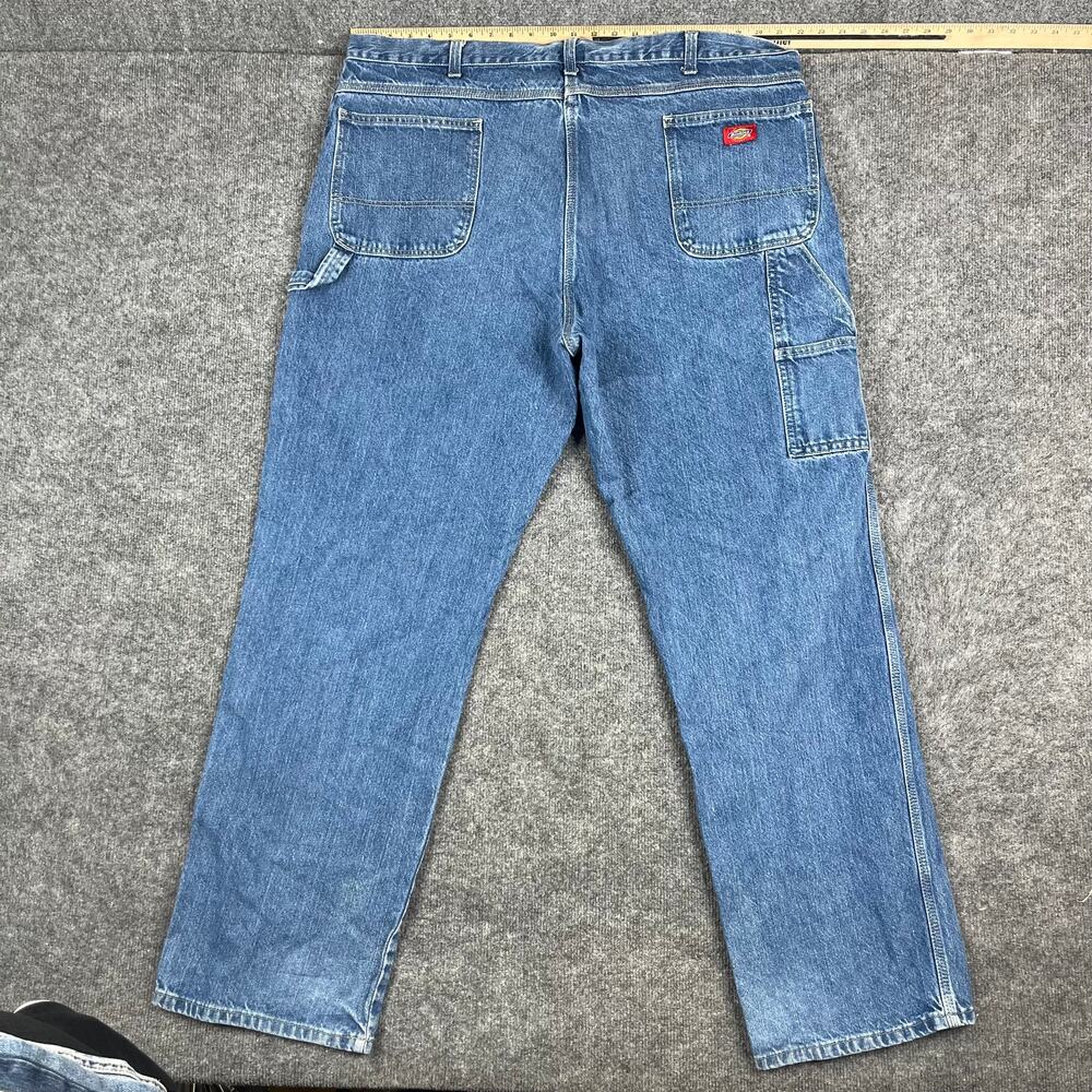 Dickies Jeans Mens 44x34 Blue Carpenter Workwear Denim Utility Relaxed Fit